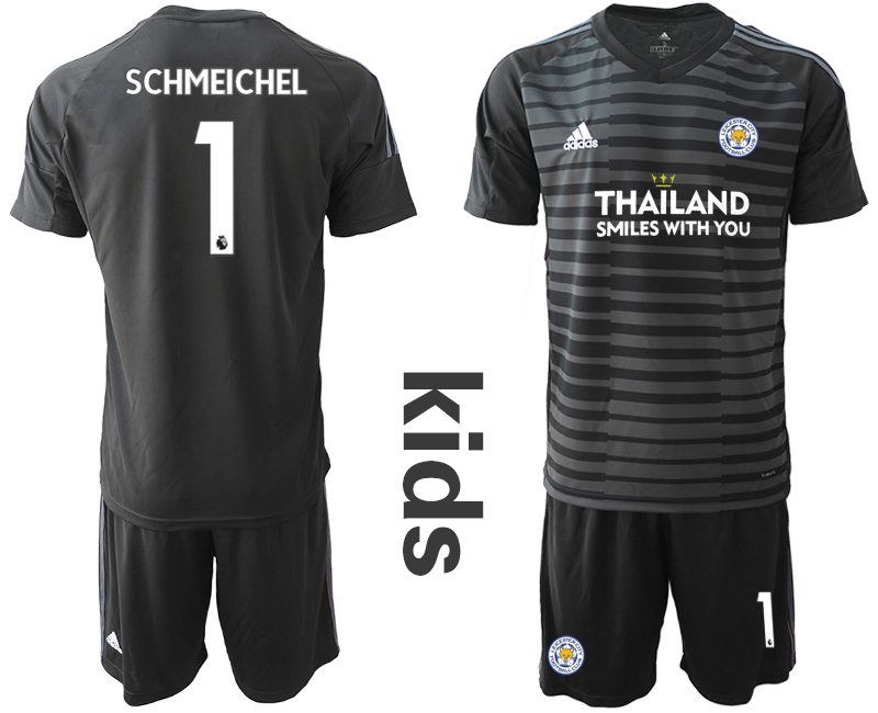 Youth 2020-2021 club Leicester City black goalkeeper #1 Soccer Jerseys